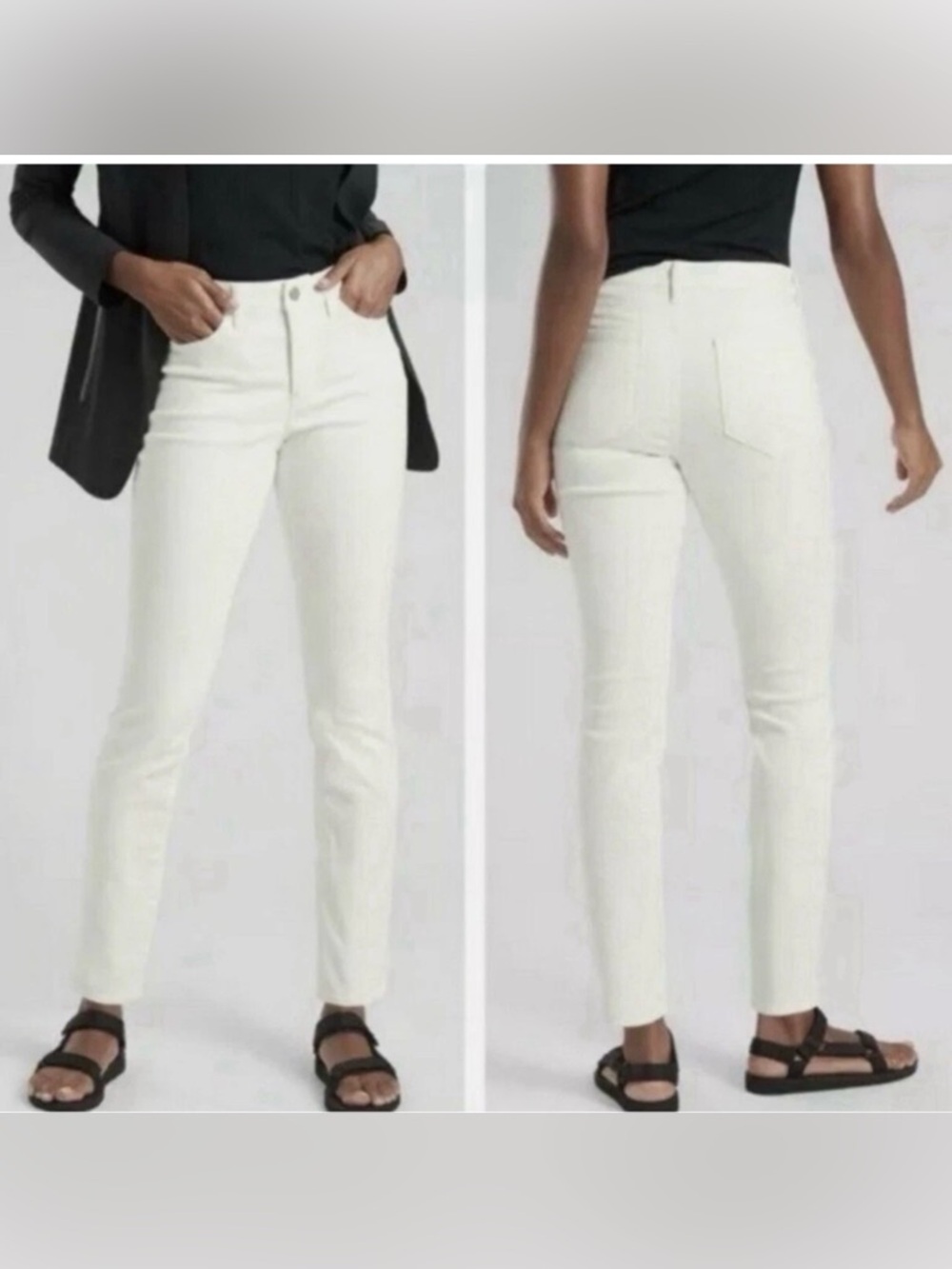 Athleta Sculptek High Rise Skinny Jeans White Powerpocket Stretch 8